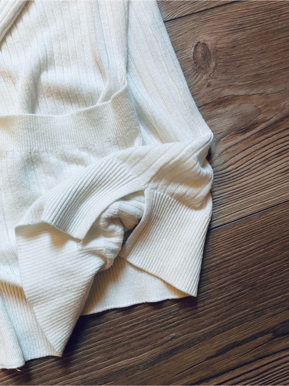 Matty M Cream Open-Front Ribbed Cardigan - Picture 5 of 5